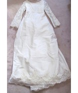 Vintage WEDDING DRESS Gown Mid Century Ivory Beaded Lace Satin Cape Cod ... - £125.93 GBP