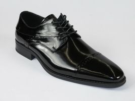 Men Leather Dress Shoes GIOVANNI Oxford Lace Cap toe European HUDSON Black  image 2
