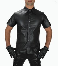 Black Formal Stylish Shirt Casual Classic Men Handmade Genuine Leather L... - $106.22