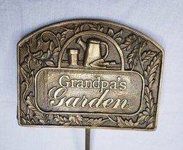 Vintage Brass Garden Stake Sign Grandpas Garden Plaque Free Ship  - $34.65