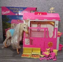 Vtg Barbie Feeding Fun Stable Playset 1996 Mattel w/ Horse and box Near Complete - $53.96
