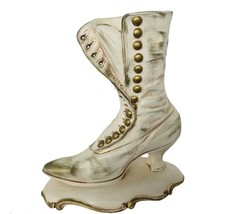 Shoe Figurine Atlantic Mold Ceramic High Heel Boot Decor Sculpture Vtg Art Deco - £59.02 GBP