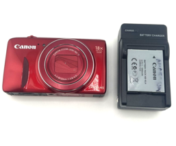 Canon Power Shot SX600 Hs Digital Camera Red 16MP 18x Zoom Wi Fi Bundle Tested - £136.82 GBP