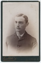 Circa 1890&#39;S Cabinet Card Handsome Young Man Suit Tie Coat Liebich Cleveland, Oh - £7.43 GBP