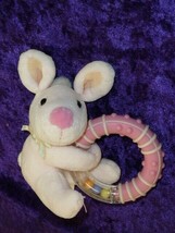 Carters Baby Tykes Pink Bunny Rabbit Infant Circle Ring Rattle Toy Plush - £15.95 GBP