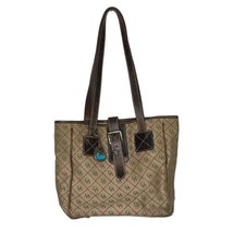 Dooney &amp; Bourke Tote Purse Women&#39;s Small Medium Tan Red Canvas Monogram ... - $30.42 CAD