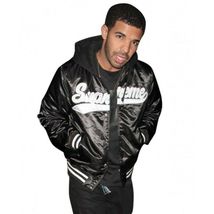 Brand New Drake Supreme Bomber Satin Black Hoodie Varsity Jackets - £62.47 GBP