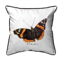 Betsy Drake Red Admiral ButterFly Large Indoor Outdoor Pillow 18x18 - £37.59 GBP