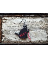What? Black Cat Earrings, Bloody Knife Dangle, Macabre Halloween Accessory  - $16.99