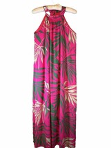 Caramela NWOT Womens SMALL Halter Neck Floral Maxi Dress Pink Green Tropical- AC - £23.58 GBP