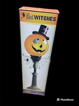 Cracker Barrel Lit Pumpkin Street Light Spiderweb Lamp Post Halloween Decor 36&quot; - £101.20 GBP