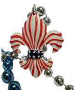 Red White Blue Fleur De Lis Stars Stripes Mardi Gras Beads Necklace Part... - $131.84 MXN