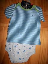 Faded Glory Baby Clothes 3M-6M Newborn Short Outfit Shirt Blue Whale Bod... - £11.15 GBP