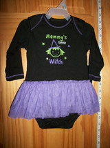 Faded Glory Baby Clothes 3M-6M Newborn Black Bodysuit Tutu Little Witch Creeper - £9.89 GBP