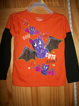 Faded Glory Baby Clothes 3T Toddler Halloween Shirt Top Sparkle Bat Blou... - $9.49
