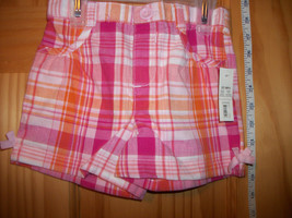 Faded Glory Baby Clothes 3T Toddler Girl Shorts Plaid Pink Orange Pull-u... - $9.49