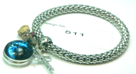 Agate Gemstone 5.5 mm dia. Bangle Bracelet 18 mm snap bead &amp; charm-511 - £8.15 GBP