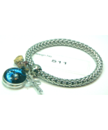 Agate Gemstone 5.5 mm dia. Bangle Bracelet 18 mm snap bead &amp; charm-511 - £8.02 GBP