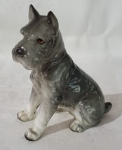 Vintage Schnauzer Dog Sitting Porcelain Figurine 4” Gray Figure - £15.73 GBP