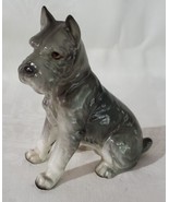 Vintage Schnauzer Dog Sitting Porcelain Figurine 4” Gray Figure - £15.73 GBP