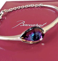 Baccarat 925 Silver Bracelet Fleurs De Psydelic Blue Crystal 2808737 6.5... - $210.77