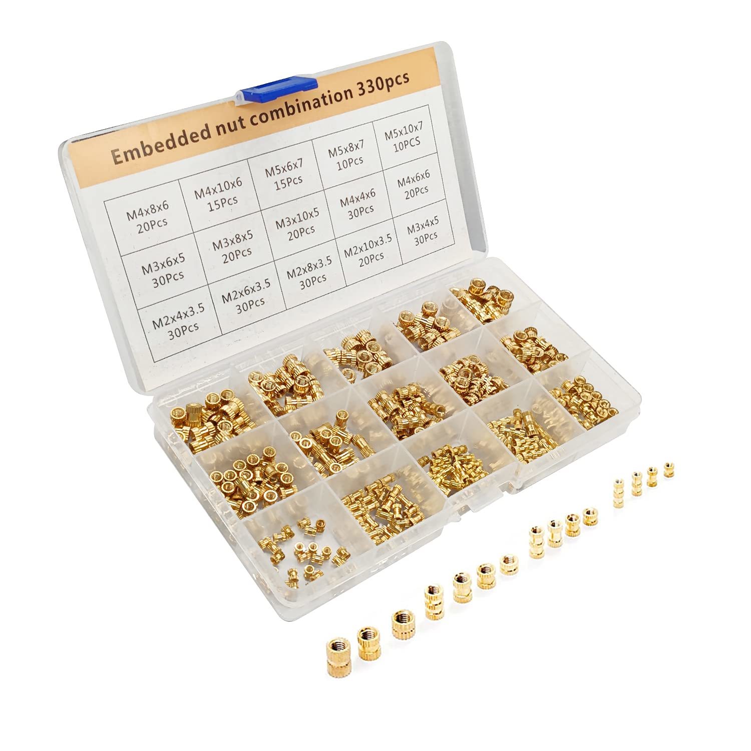 Ajoyib 330 Pcs.Heat Inserts Brass Threaded Insert Nuts M2 M3 M4 M5 Femal... - $27.92