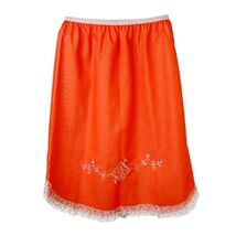 Sweet Sixties Style! Vintage Orange Cotton Blend Half Slip - White Lace ... - $29.65