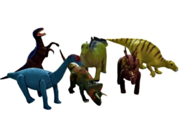 Dinosaur Action Figure Toys Lot of 6 Posable 4 by K and M Vintage 2001 2004 - £15.34 GBP