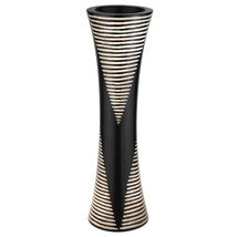 Eco-Chic Chevron Stripes Black and Mango Tree Wood Flower Vase - $22.96