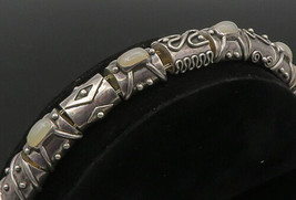 DEBORAH ARMSTRONG 925 Silver - Vintage Cabochon Stone Chain Bracelet - B... - £242.95 GBP