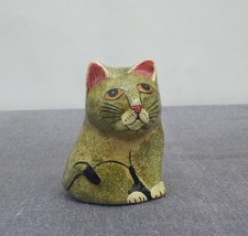Vintage Paper Mache Handcrafted Cat Figurine from Kashmir India  - £32.69 GBP