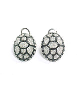 Cubic Zirconia and Black Enameled Turtle Shell EARRINGS in STERLING Silver  - $48.00