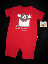 BOYS 0-3  MONTHS -  Disney - Mickey Mouse Sent With Love PLAYSUIT - $8.00