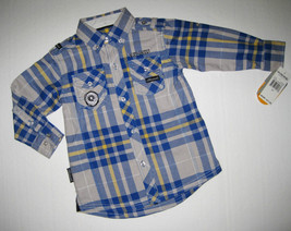 Boys 2 T   Akademiks Gray & Blue, Adjustable Sleeves, Button Down  Shirt - $16.00