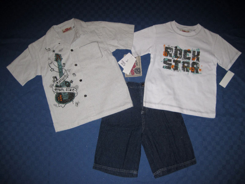 BOYS 4 OR 5 - Kids Headquarters - Rocking Rebel  Rock Star 3-pc SHORTS SET - $20.00