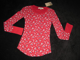 GIRLS 10 / 12 - Lei - L.e.i. Pullover Red Calico Print  KNIT TOP - $12.00