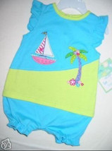 GIRLS 6-9 MONTHS - Brooks Fitch - Tropical Sailing Sailboat Palm Tree RO... - $8.00