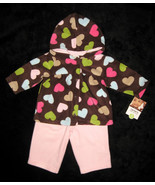 GIRLS 3 MONTHS - Carter&#39;s Cuddly Cute - Pink &amp; Hearts on Brown FLEECE PL... - $27.44 CAD