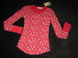 GIRLS 7 / 8 - Lei -L.e.i. Pullover Red Calico Print  KNIT TOP - £9.59 GBP