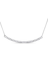 14kt White Gold Womens Round Diamond Curved Single Row Bar Necklace 1.00... - £806.16 GBP