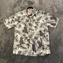 RJC Hawaiian Shirt Mens Large White Black Floral Pineapples Print Made in Usa - £10.92 GBP