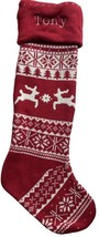 Pottery Barn Natural Fair Isle Reindeer Wool Christmas Stocking Monogrammed TONY - $24.95
