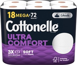 Cottonelle Ultra Comfort Toilet Paper, Strong Toilet Tissue, 18 Mega Rolls (18 M - £66.33 GBP
