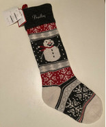 Pottery Barn Kids BRADLEY Christmas Natural Fair Isle Stocking Snowman G... - $14.73