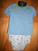 Faded Glory Baby Clothes 6M-9M Newborn Short Outfit Shirt Blue Whale Bod... - $14.24