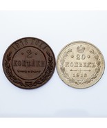 1916 Russland 2 Kopek (Au) &amp; 20 Kopek (VF) Menge Von 2 Münzen - $59.99 CAD