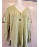 Monterey Bay Green Heavyweight Long 2 Button Open Boho Cardigan Sweater ... - $14.35