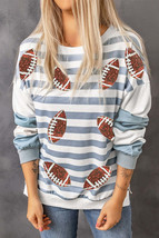 Football Striped Round Neck Long Sleeve Sweatshirt - £29.92 GBP