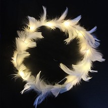 LED Feather Wreath Crown Headband Light Up Angel Halo Headband For Cosplay Chris - £17.58 GBP