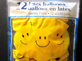 Bright Yellow Smiley Emoji Smile Faces 12&quot; Balloons ~ 12 In Pkg - £6.32 GBP